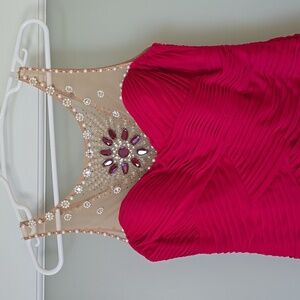 Adrianna Papell Fuschia Shirred Stretch Dress - 6